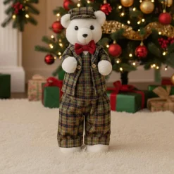 Ours de Noël (H52cm) Teddy carreaux tartan Vert