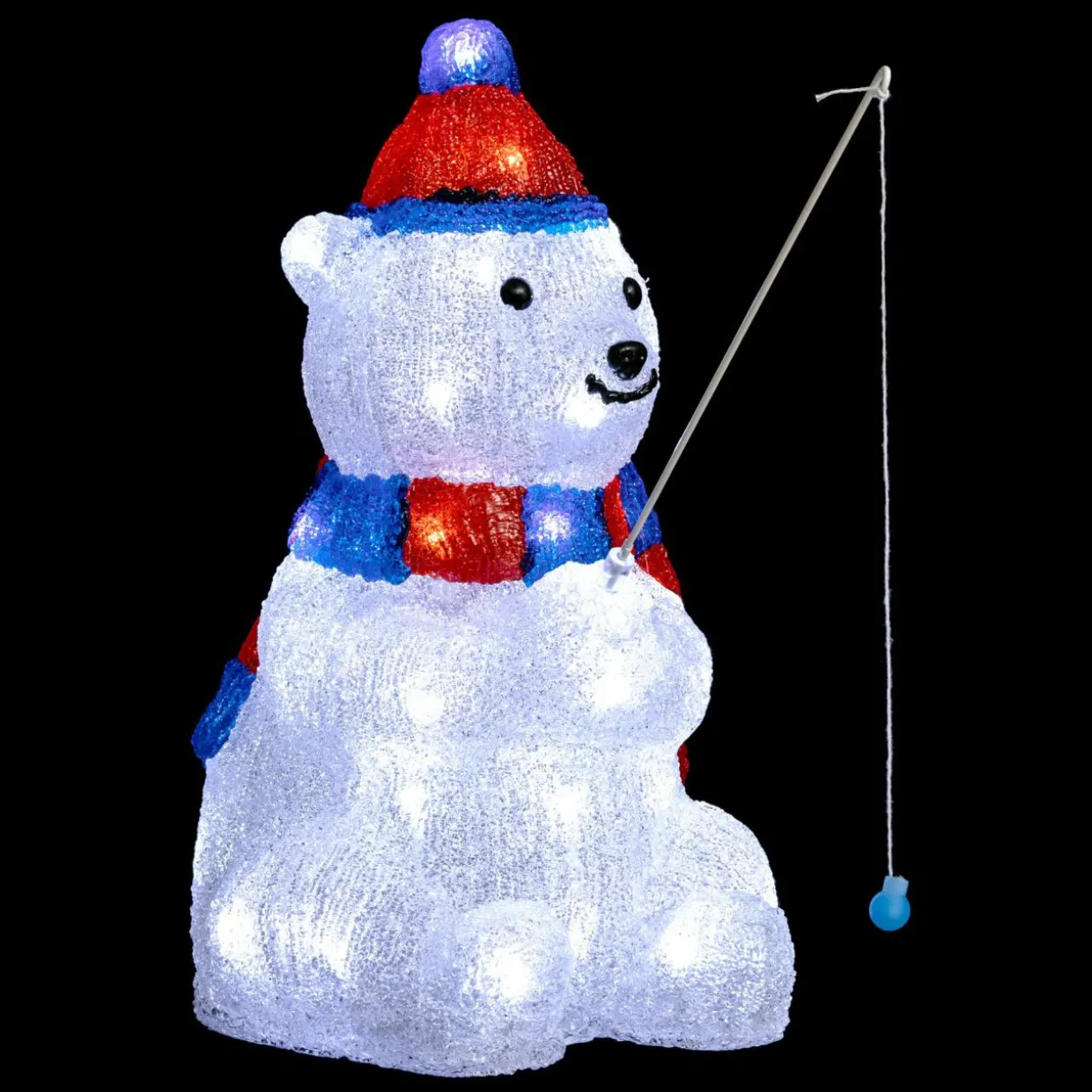 Ours lumineux 40 LED (H39 cm) Pécheur Blanc froid