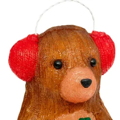 Ours lumineux solaire 60 LED (H40 cm) Cache-oreilles Blanc chaud