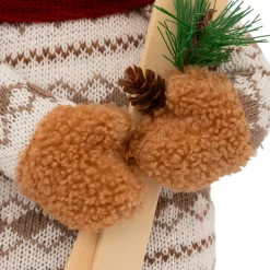 Ours peluche debout (H50 cm) Petit Skieur Rouge