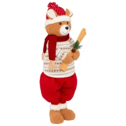 Ours peluche jambes téléscopiques (H95 cm) Petit Skieur Rouge