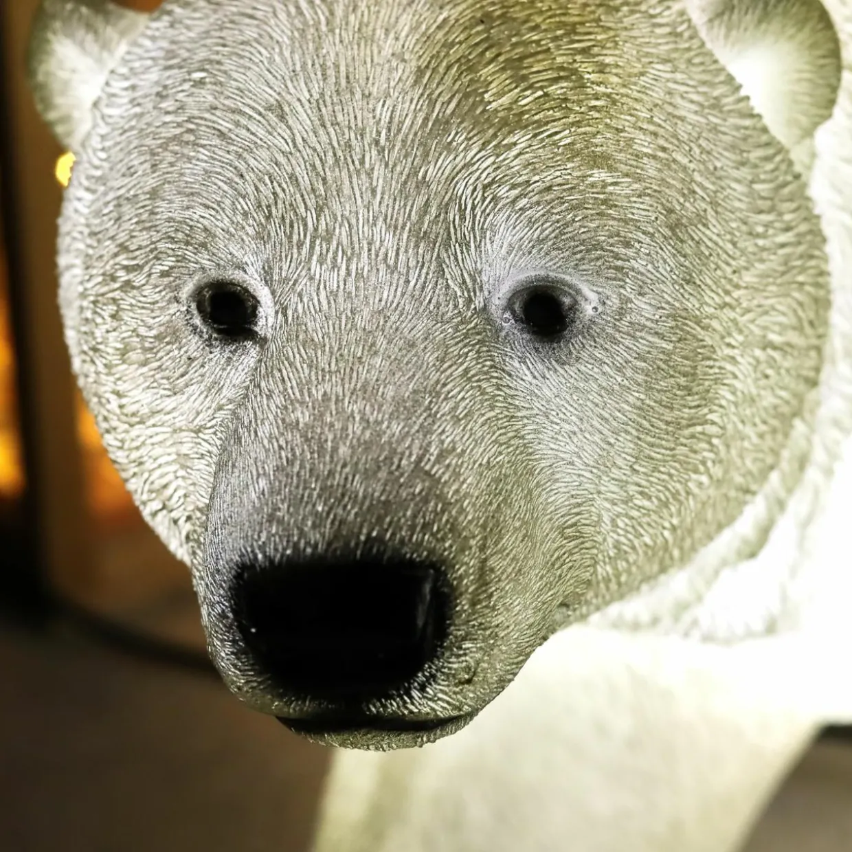 Ours polaire lumineux fibre de verre 8 LED (H35 cm) Viken Blanc froid