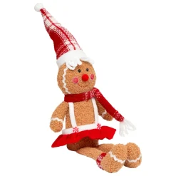 Pain d'épices assis (H43 cm) Miss Noël Marron clair