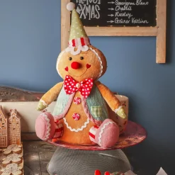 Pain d'épices décoratif assis (H40 cm) Johnny le Clown Multicolore