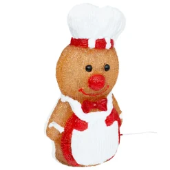 Pain d'épices lumineux solaire 25 LED (H28 cm) Petit cuistot Blanc froid