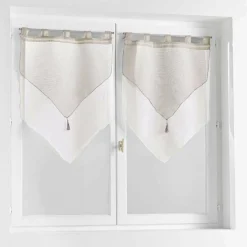 Paire de voilages à passants (60 x 120 cm) Duetto Gris et Blanc