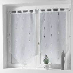 Paire de voilages à passants (90 x 120 cm) Chenilla Gris