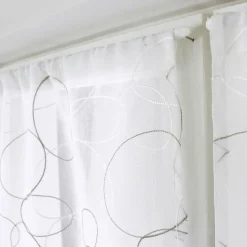 Paire de voilages brodés passe-tringle (60 x 90 cm) Galet Gris