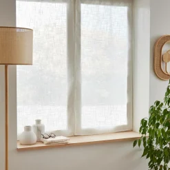 Paire de voilages passe-tringle effet lin (60 x 90 cm) Robin Blanc