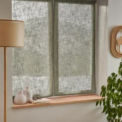 Paire de voilages passe-tringle effet lin (60 x 120 cm) Robin Vert Romarin