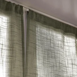 Paire de voilages passe-tringle effet lin (60 x 120 cm) Robin Vert Romarin