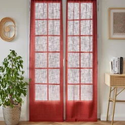 Paire de voilages passe-tringle effet lin (70 x 200 cm) Robin Terracotta