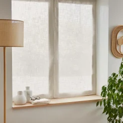 Paire de voilages passe-tringle effet lin (60 x 90 cm) Robin Beige