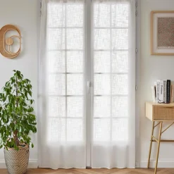 Paire de voilages passe-tringle effet lin (70 x 200 cm) Robin Blanc