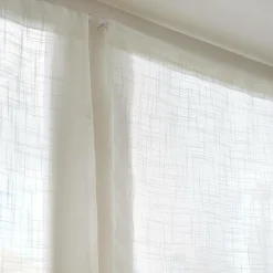 Paire de voilages passe-tringle effet lin (70 x 200 cm) Robin Blanc