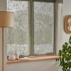 Paire de voilages passe-tringle effet lin (60 x 90 cm) Robin Vert Romarin