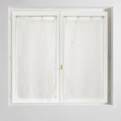 Paire de voilages tissés œillets bois (60 x 120 cm) Minalisa Blanc