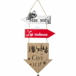Pancarte en bois (H51 cm) Flèches de Noël
