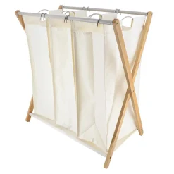 Panier à linge 3 compartiments (H76 cm) Purebamboo Ecru