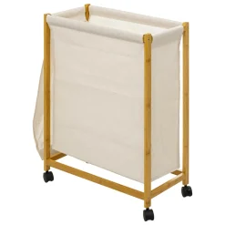 Panier à linge à roulettes (55 x 28 x 80 cm) Livo Beige