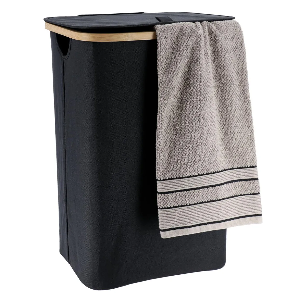 Panier à linge rectangulaire et pliable (H60 cm) Purebamboo Noir