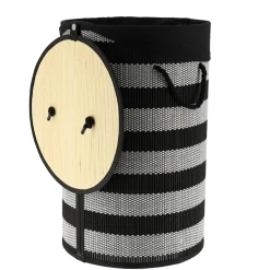 Panier à linge rond et pliable (H55 cm) Bambou Noir et blanc