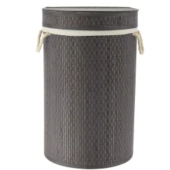 Panier à linge rond et pliable (H55 cm) Damier Gris