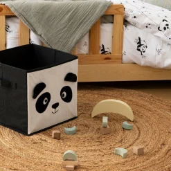 Panier de rangement enfant velours (29 x 29 cm) Panda Noir