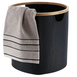 Panier de rangement rond et pliable Purebamboo Noir