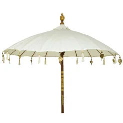 Parasol de jardin rond avec ornements (D2 m) Cuzco Blanc cassé