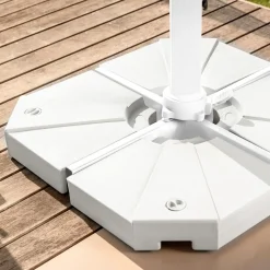 Parasol déporté rectangulaire aluminium (4 x 3 m) Yucatan Blanc et taupe