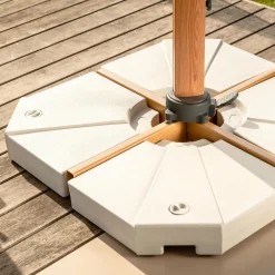 Parasol déporté rectangulaire aluminium (4 x 3 m) Yucatan effet Bois et blanc