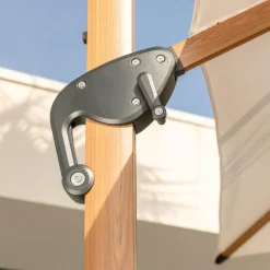 Parasol déporté rectangulaire aluminium (4 x 3 m) Yucatan effet Bois et blanc