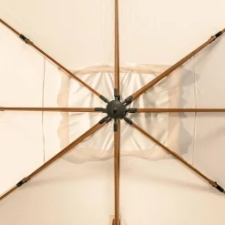 Parasol déporté rectangulaire aluminium (4 x 3 m) Yucatan effet Bois et blanc