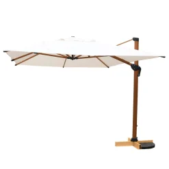 Parasol déporté rectangulaire aluminium (4 x 3 m) Yucatan effet Bois et blanc