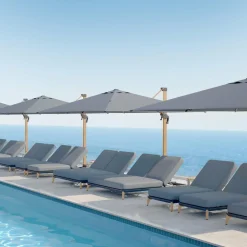 Parasol déporté rectangulaire aluminium (4 x 3 m) Yucatan effet Bois et gris anthracite