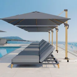 Parasol déporté rectangulaire aluminium (4 x 3 m) Yucatan effet Bois et gris anthracite