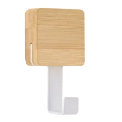 Patère adhésive carrée Crochet simple 3M Bambou Blanc