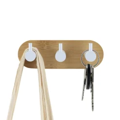 Patère adhésive 3M bambou 3 crochets (L13,5 cm) Blanc