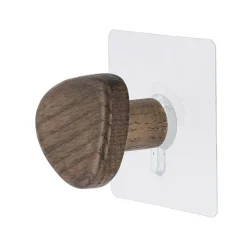 Patère murale adhésive (D5,5 cm) Galet Marron