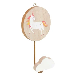 Patère murale enfant bois (H16 cm) Licorne Rose