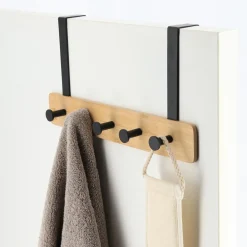 Patère pour porte 5 crochets (L37 x H20 cm) Bambou Noir
