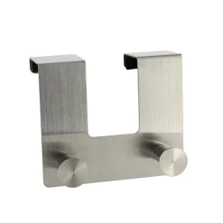 Patère pour porte acier inoxydable 2 crochets (H10 cm) Chrome