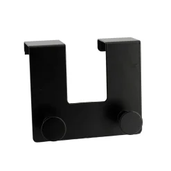 Patère pour porte métal 2 crochets (H10 cm) Noir
