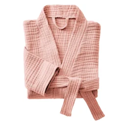 Peignoir de bain gaze de coton L/XL Gaïa Rose pêche