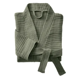 Peignoir de bain gaze de coton S/M Gaïa Vert romarin