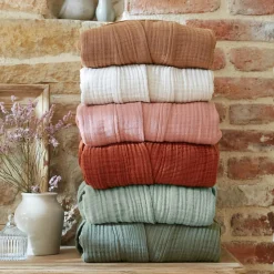 Peignoir de bain gaze de coton S/M Gaïa Vert romarin