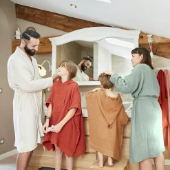 Peignoir de bain gaze de coton L/XL Gaïa Vert eucalyptus