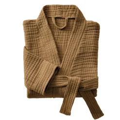 Peignoir de bain gaze de coton L/XL Gaïa Camel