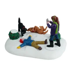 Personnages Lemax Ange de neige entre amis